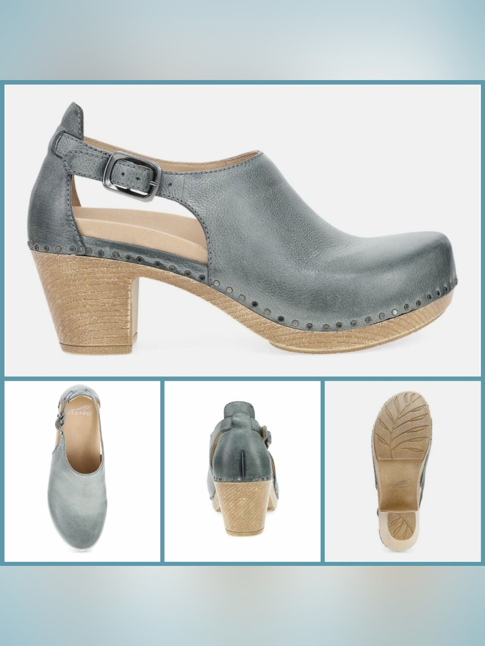 Breezy Blue Dansko Sassy Clogs Heel Pumps Slingback Sandal Shootie Cottage Boho♡ - Picture 2 of 12
